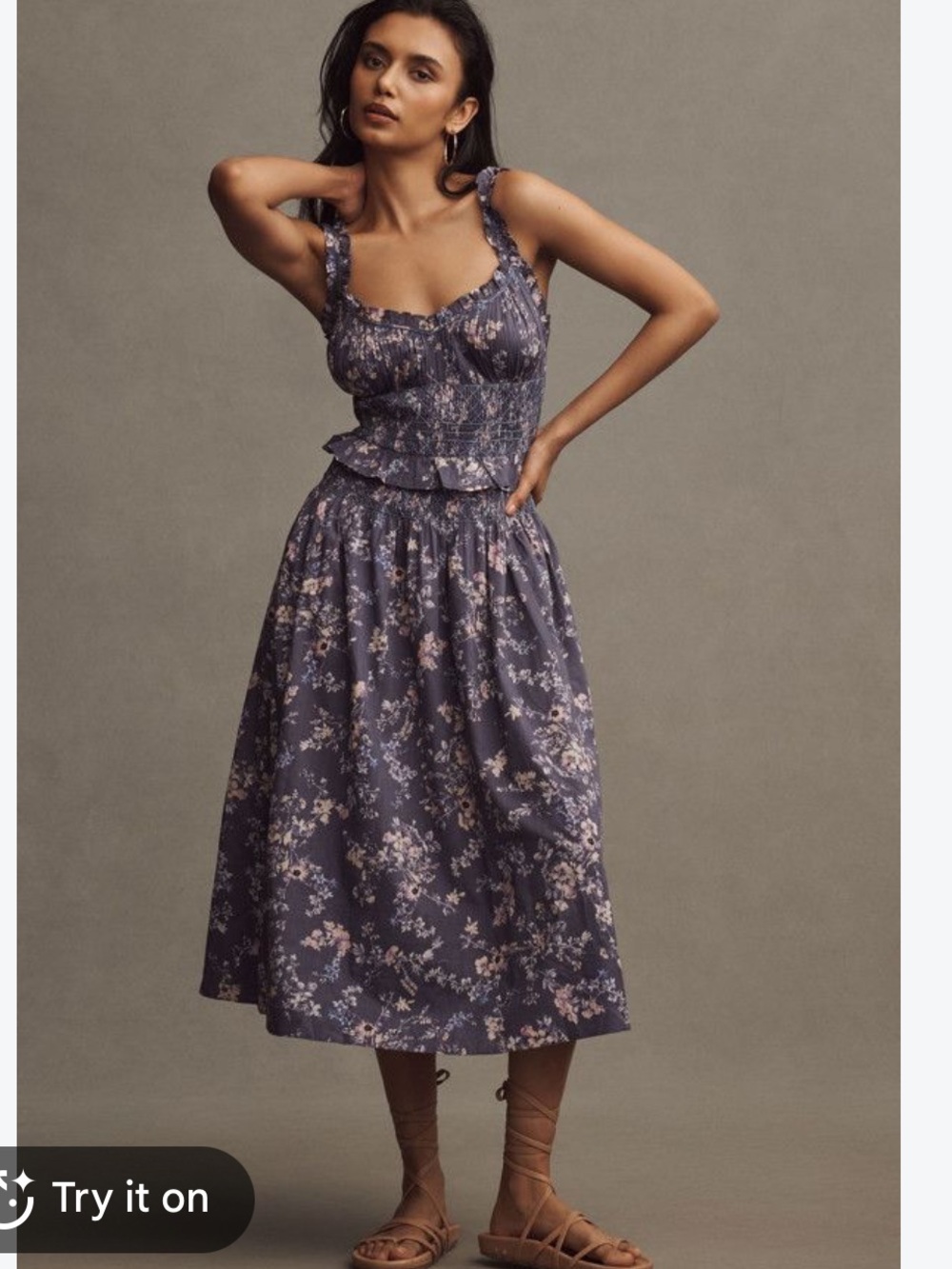 Anthropologie size small blue purple floral dress women’s midi